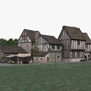 3D medieval town village model