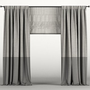 3D gray roman curtain model