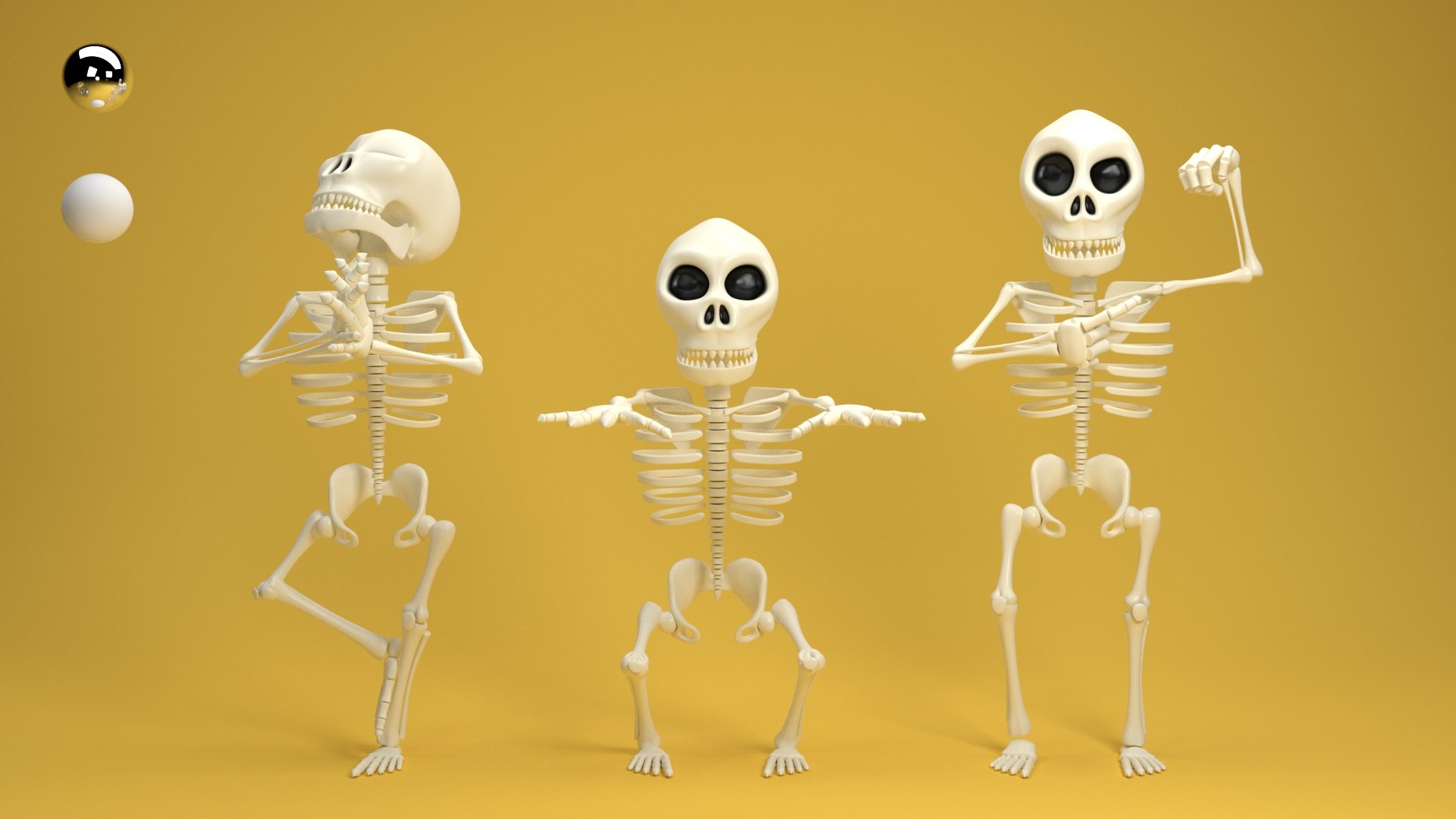 Rigged Cartoon Skeleton Model - TurboSquid 1603326