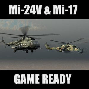 Mi17 Hip & Mi24 Hind Helicopters Game Ready