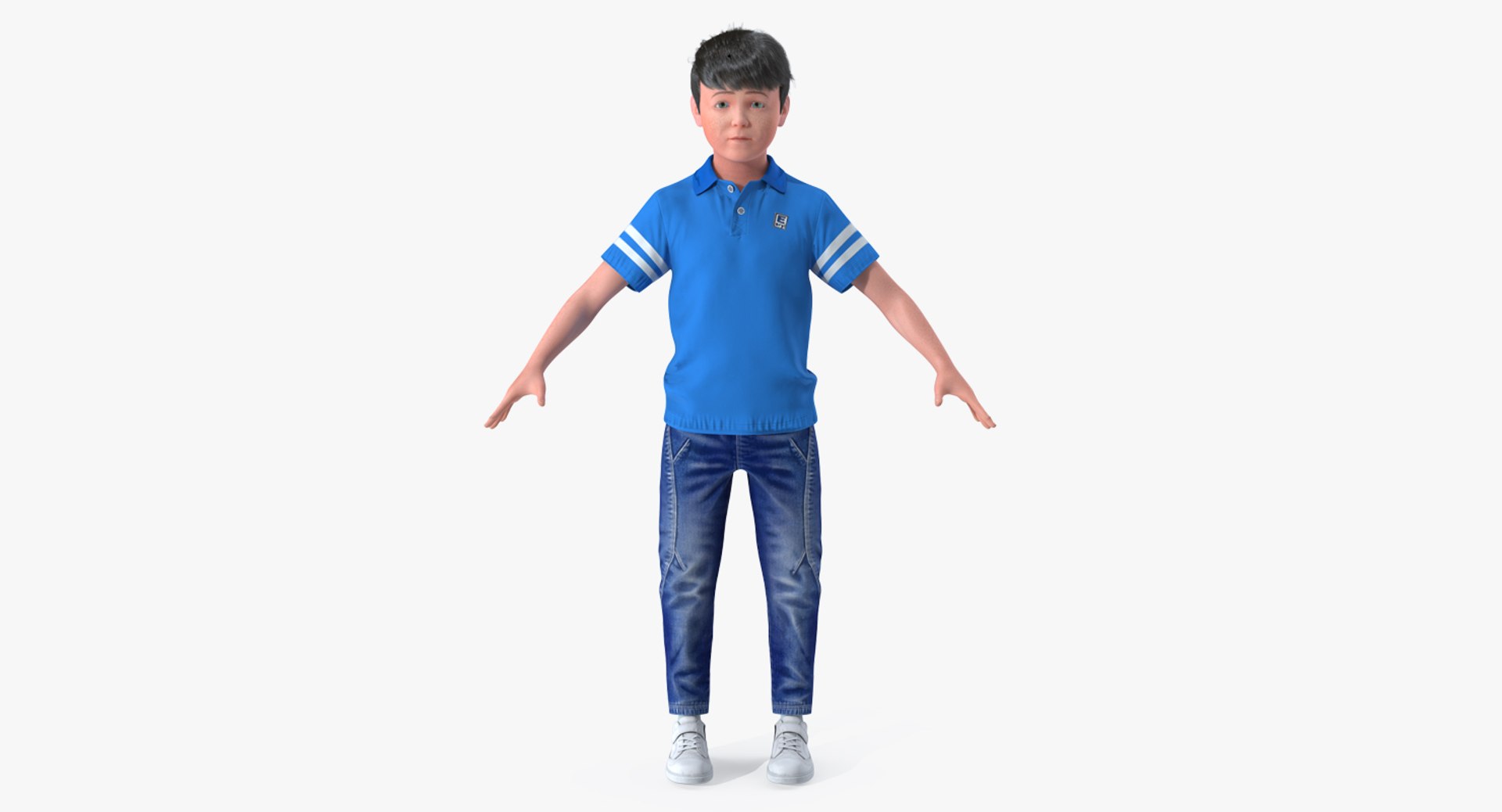 Boy 7-10 Years Old with Fur 3D Model 3D model preview