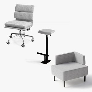 Office Chairs Grey Collection 3D