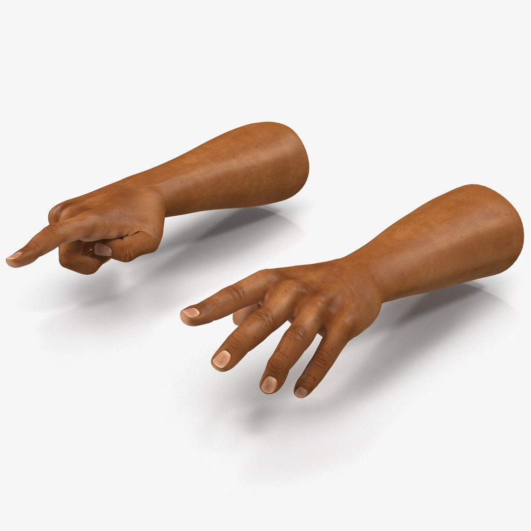 African Man Hands 2 Rigged 3D Model 3D model preview