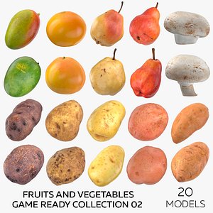 Fruits and Vegetables Game Ready Collection 02 - 20 models 3D model