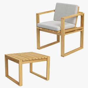 Carl Hansen and Son BK10 Dining Chair and BK16 Side Table 3D model