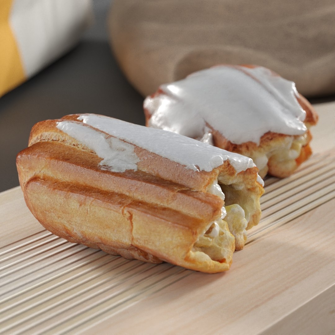 Eclair with Vanilla Cream Broken 3D model preview