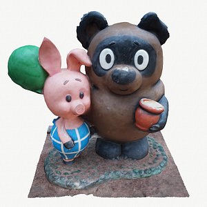 sculpture of Winnie the Pooh and Piglet