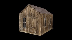 3D Western Wooden Small House