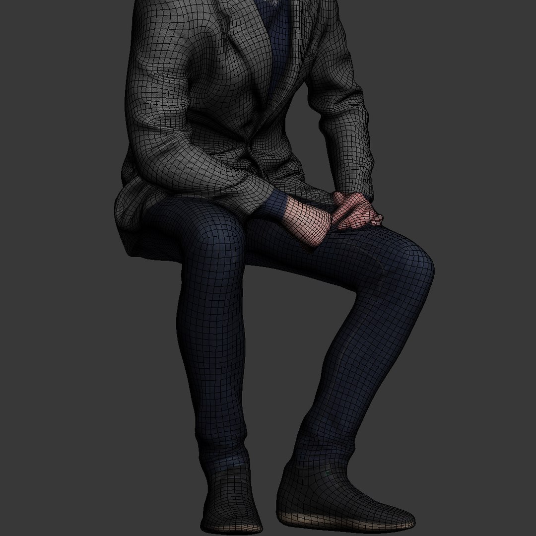 Human Sitting Man 3d Model 0232