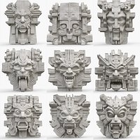 Collection 2 Aztec Stone Heads