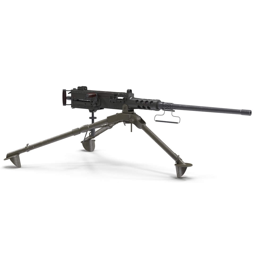 Machine Gun Browning M2 on an M3 Tripod 3D model preview