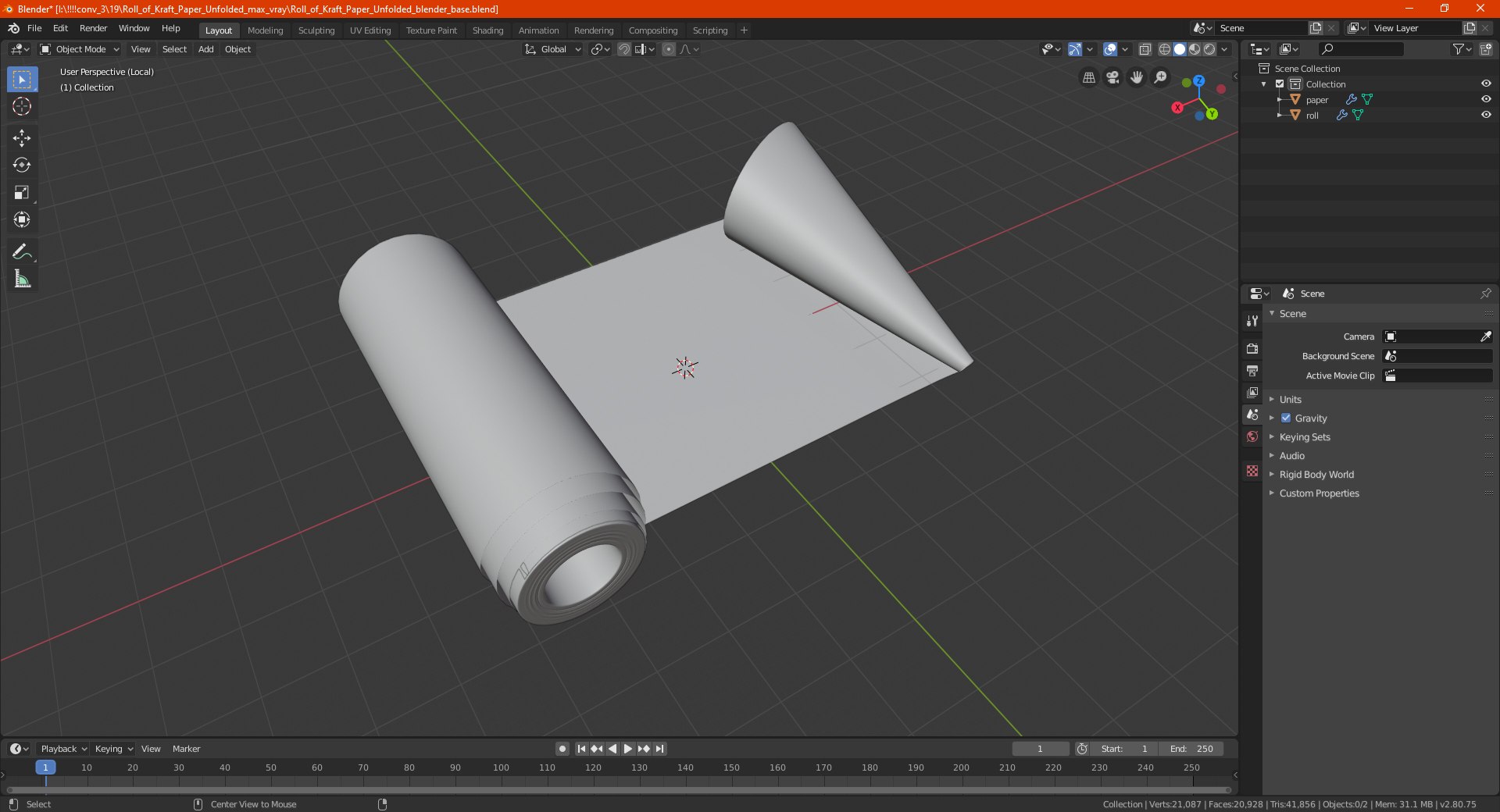 3D model Roll of White Paper Unfolded - TurboSquid 1874797