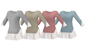 Sweater with Lace Frills 3D