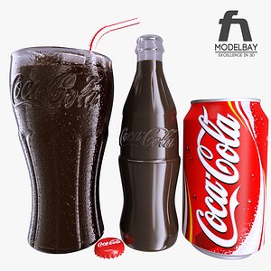 3d photorealistic coca cola glass bottle