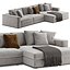 Minotti Hamilton Modern Sectional Sofa with Chaise and Cushions