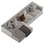 Minotti Hamilton Modern Sectional Sofa with Chaise and Cushions