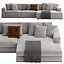 Minotti Hamilton Modern Sectional Sofa with Chaise and Cushions