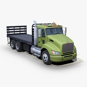 3D Kenworth T440 2013 3ax flatbed truck s01 model