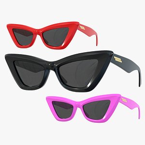 3D model Bottega Veneta Sculptured Cat-eye Edgy Sunglasses