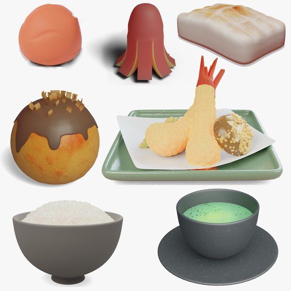 3D Japanese Food Set