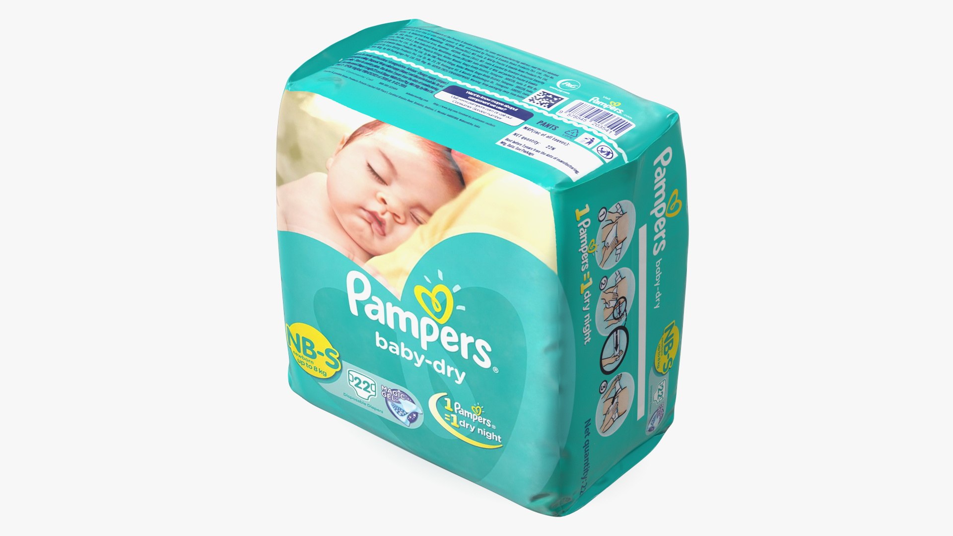 Pampers Baby Dry Diapers Package 3D model preview