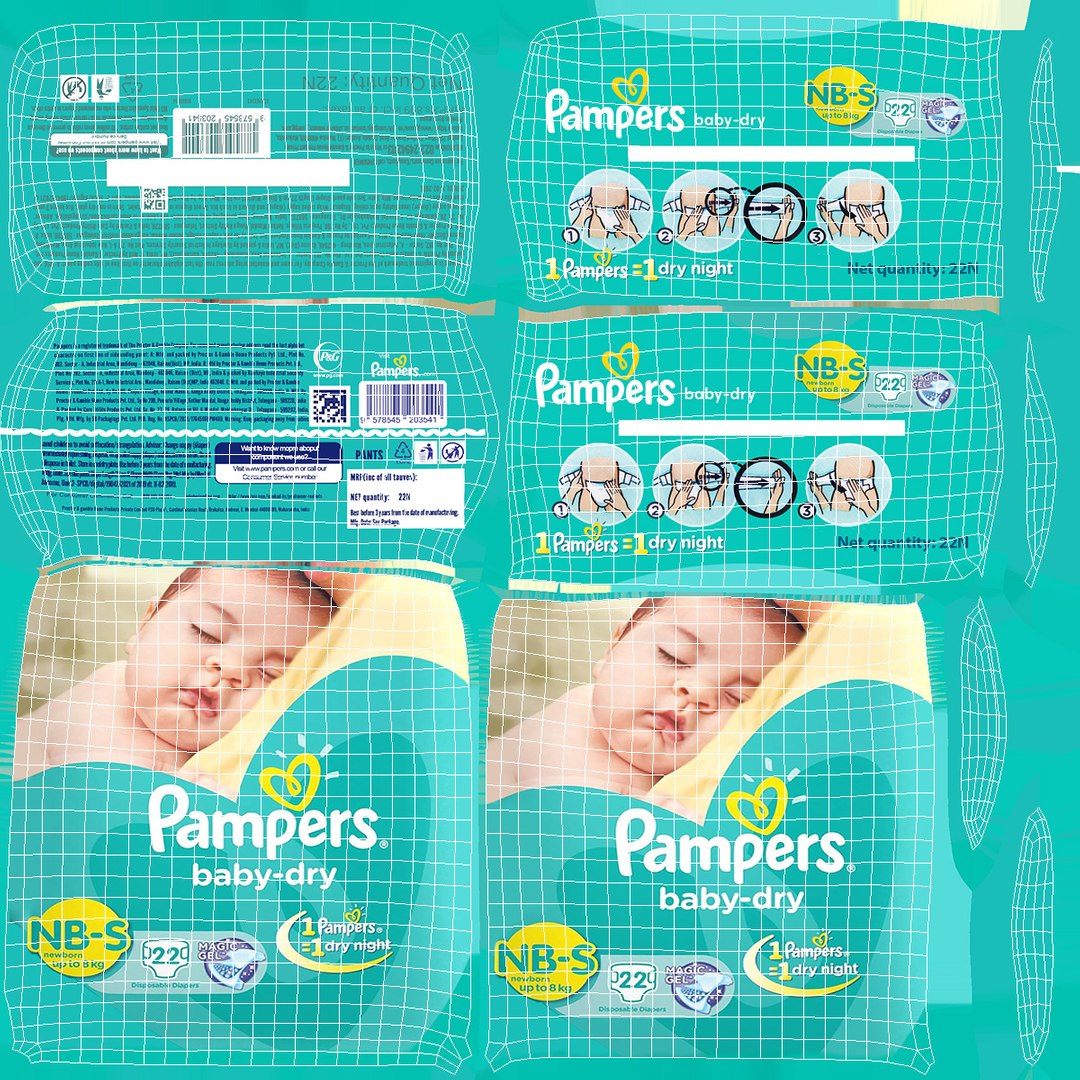 Pampers Baby Dry Diapers Package 3D model https://p.turbosquid.com/ts-thumb/gi/Pa9NBS/t4/pampersbabydrydiaperspackagemb3dmodel014/jpg/1702351877/1920x1080/fit_q87/f3d7a47756109766b7e3630bd78b33b7f8f06d67/pampersbabydrydiaperspackagemb3dmodel014.jpg