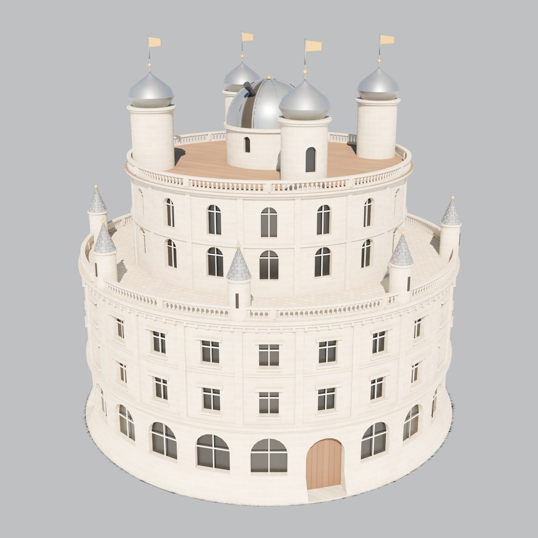 Round Palace With Observatory Dome And Onion Turrets 3D Model ...