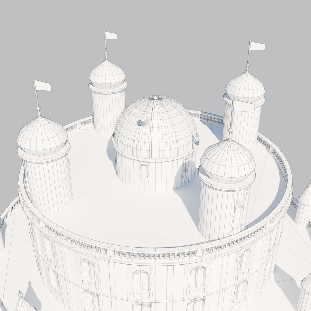 Round Palace With Observatory Dome And Onion Turrets 3D Model ...
