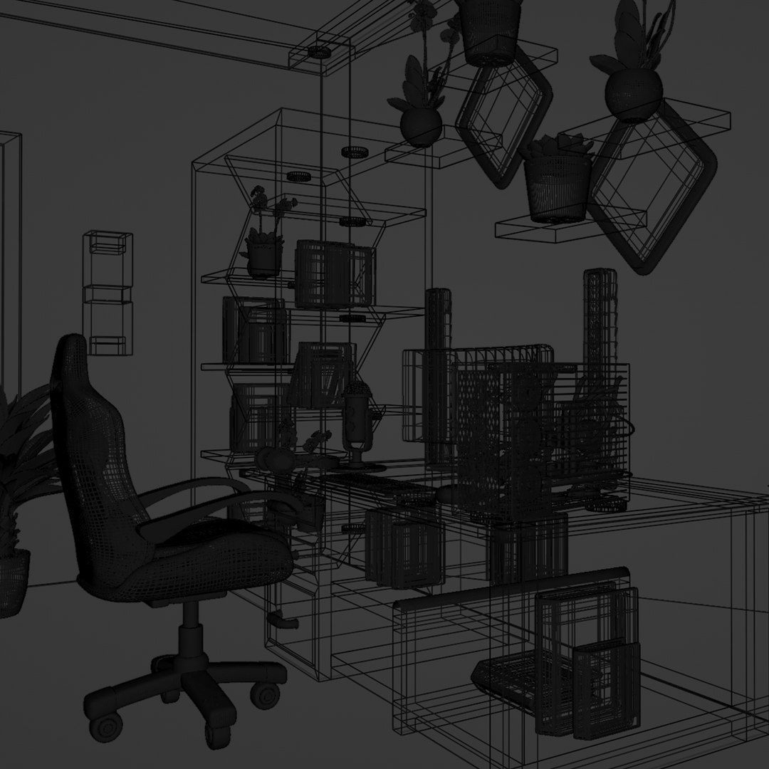 3D Model Of A Bedroom Complete With Computer Set And Other Electronics ...
