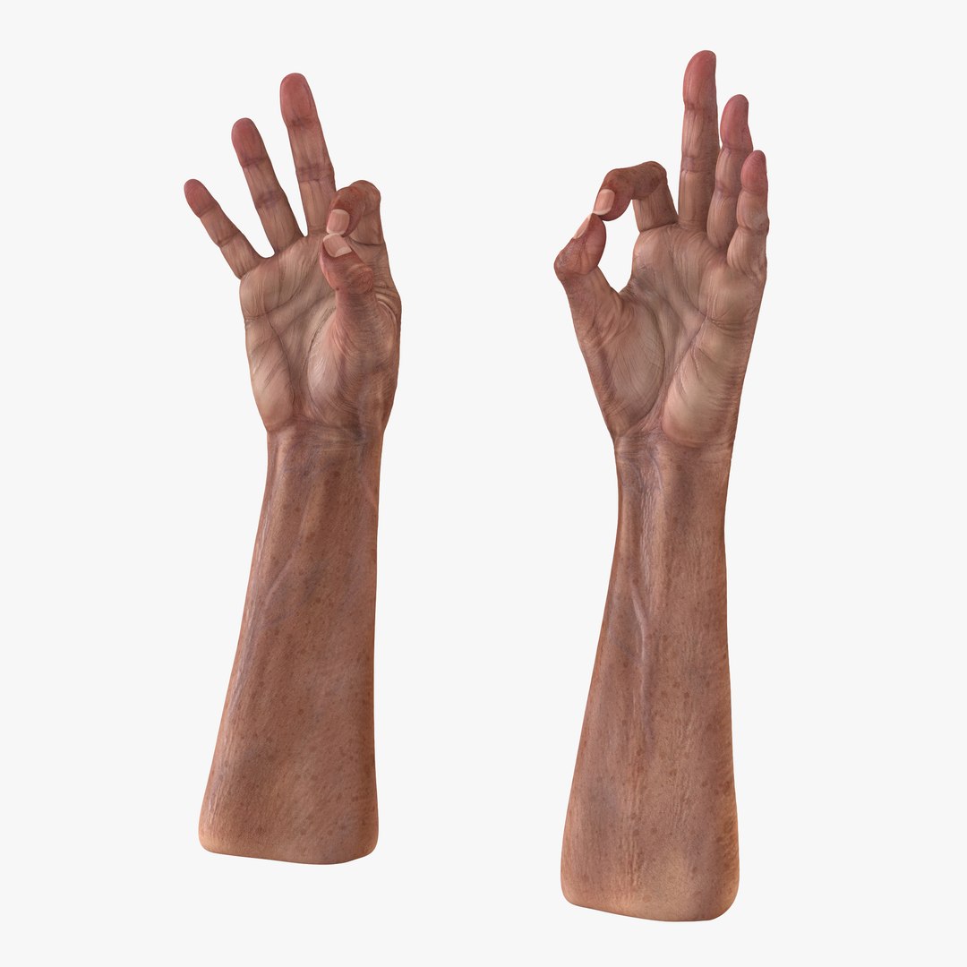Old Man Hands Pose 5 3D Model 3D model preview