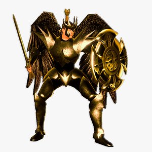 Animated Low Poly Angel Knight Material Variations TO UNITY