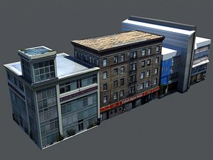 Low Poly Derelict Buildings Large