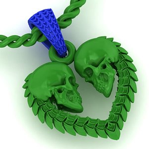 pendant heart shaped skulls Two  options model