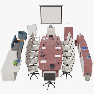 Conference Hall Props Collection Single Mat All PBR Textures