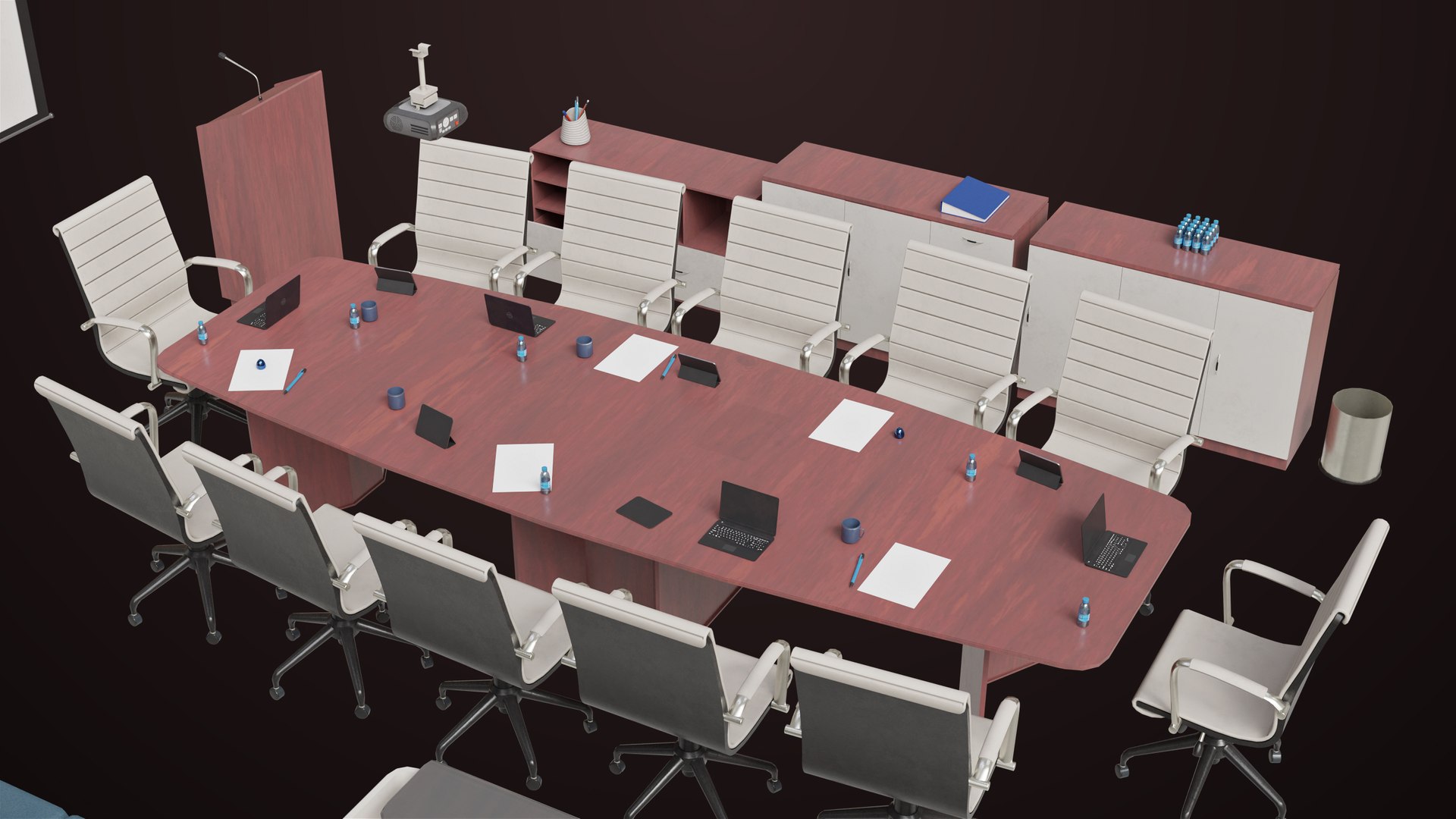 Conference Hall Props Collection Single Mat All PBR Textures 3D ...