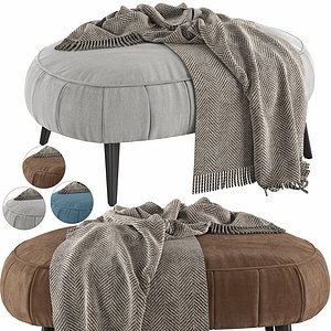 3D Hollyann Mid-Century Modern Oversized Ottoman model