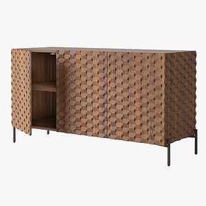 Crate and Barrel Raffael Small Carved Wood Media Console