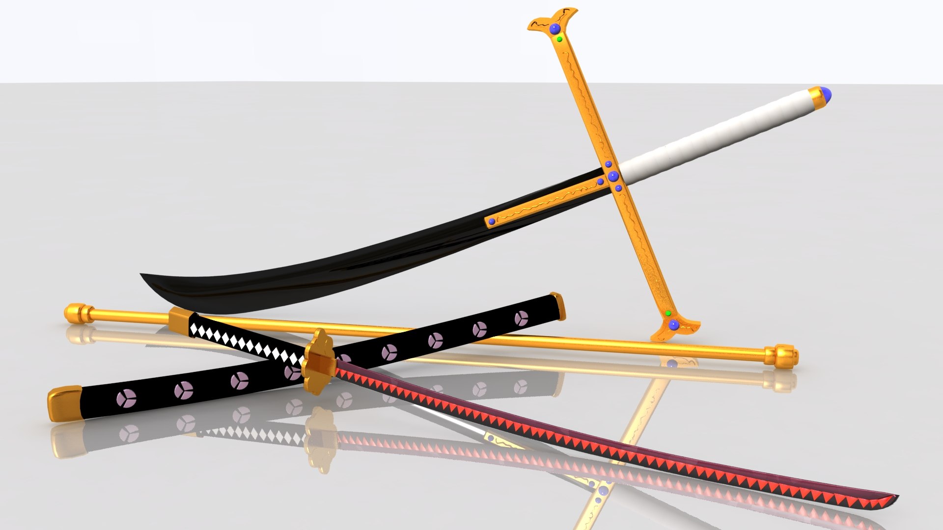 Kokuto yoru swords mihawk 3D model - TurboSquid 1191014