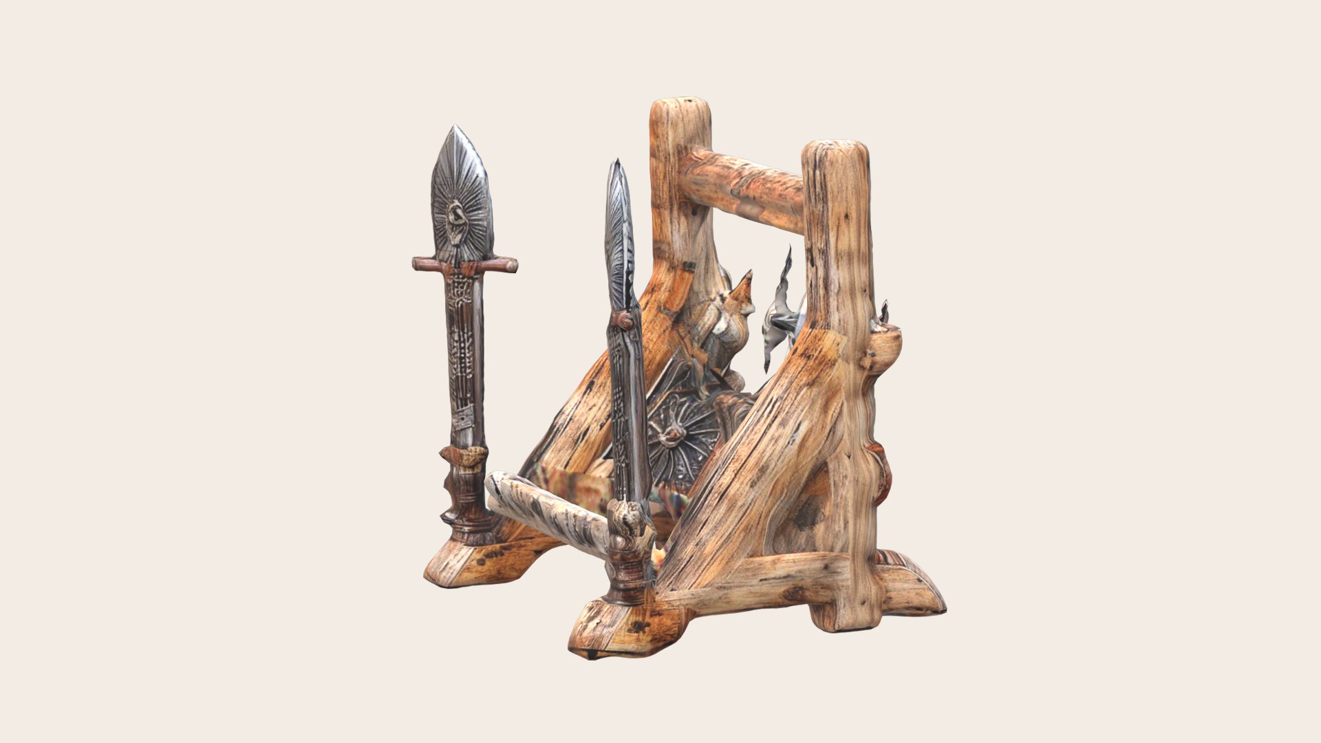 3D Wooden Weapon Rack - TurboSquid 2205302