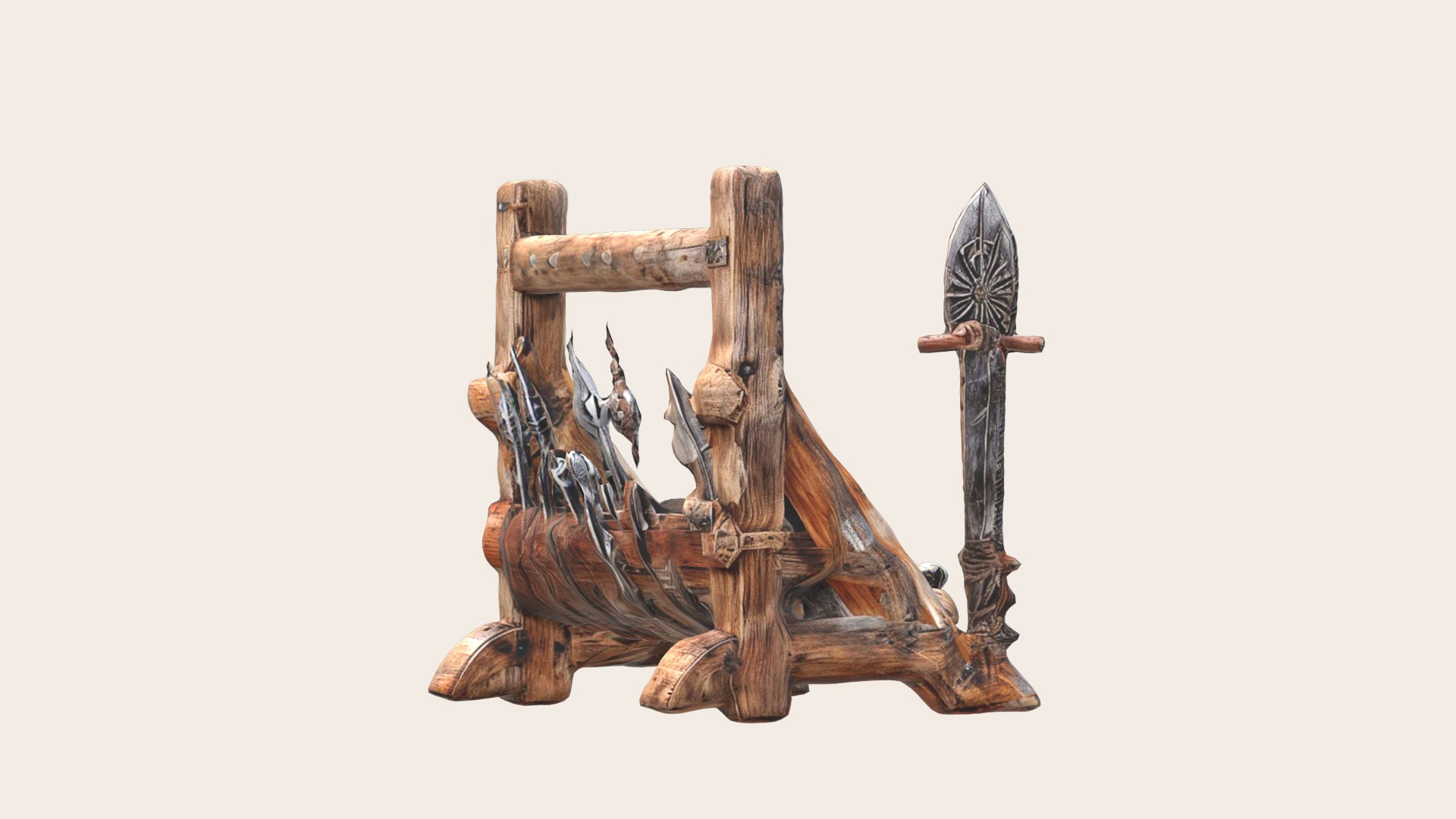 3D Wooden Weapon Rack - TurboSquid 2205302