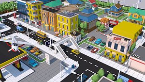 pack city town buildings 3D model