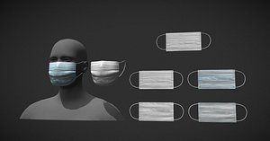 3D model disposable medical mask