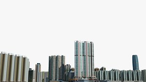 3D cityscape hong kong skyscrapers