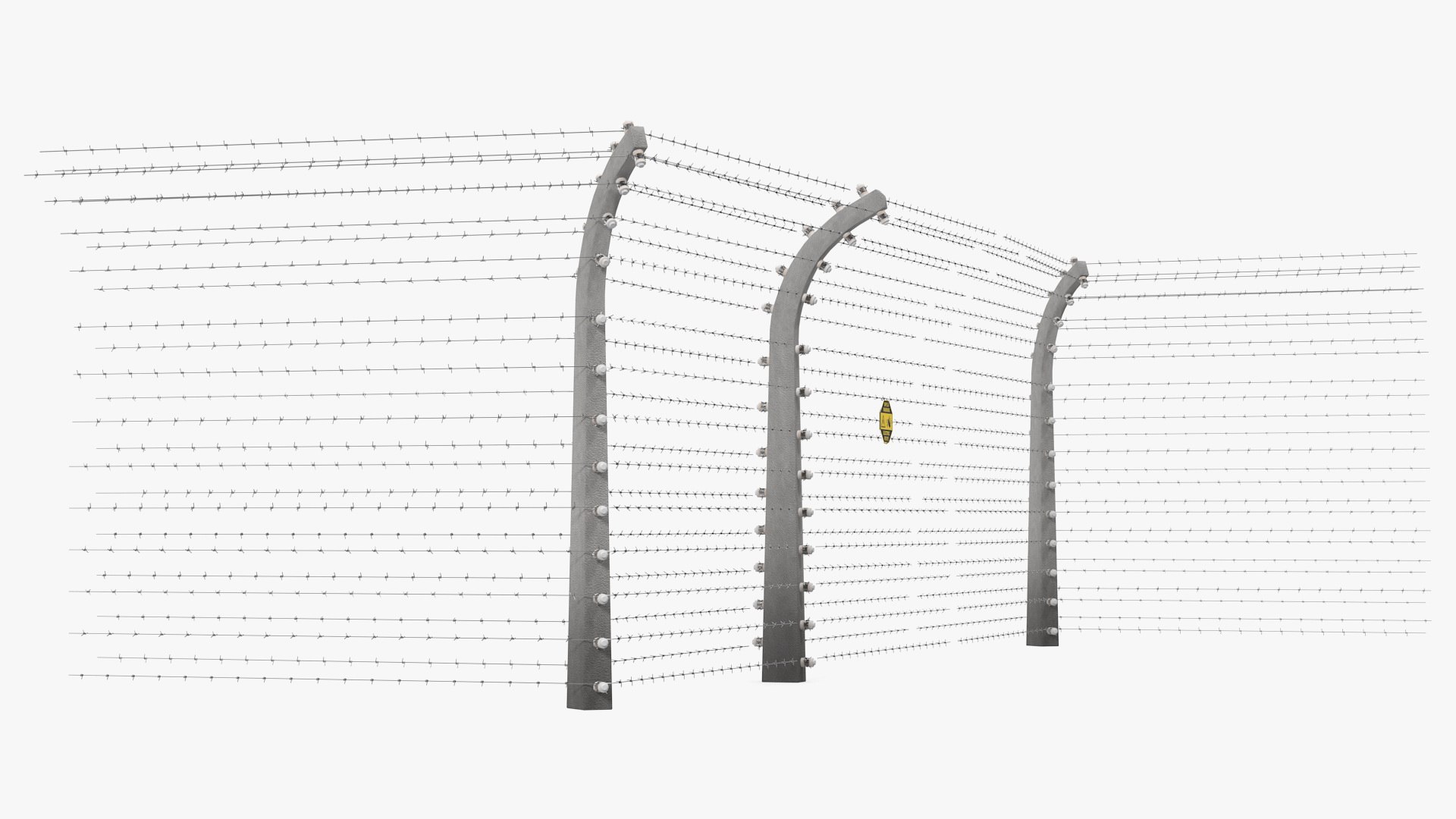 Electric Barbed Wire Fence Sections 3D model preview