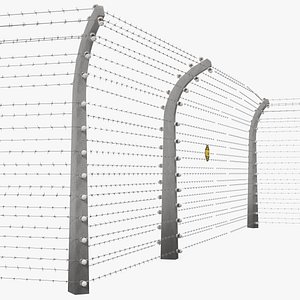 3D model electric barbed wire fence