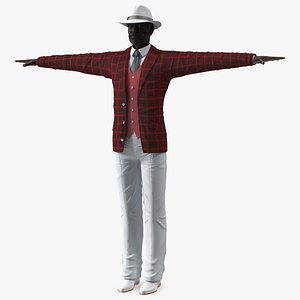 3D Black Old Gentleman Party Outfit T-Pose