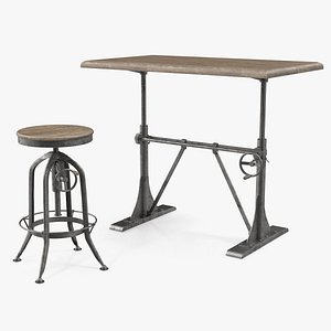 Pittsburgh Crank Standing Desk with Stool 3D Model