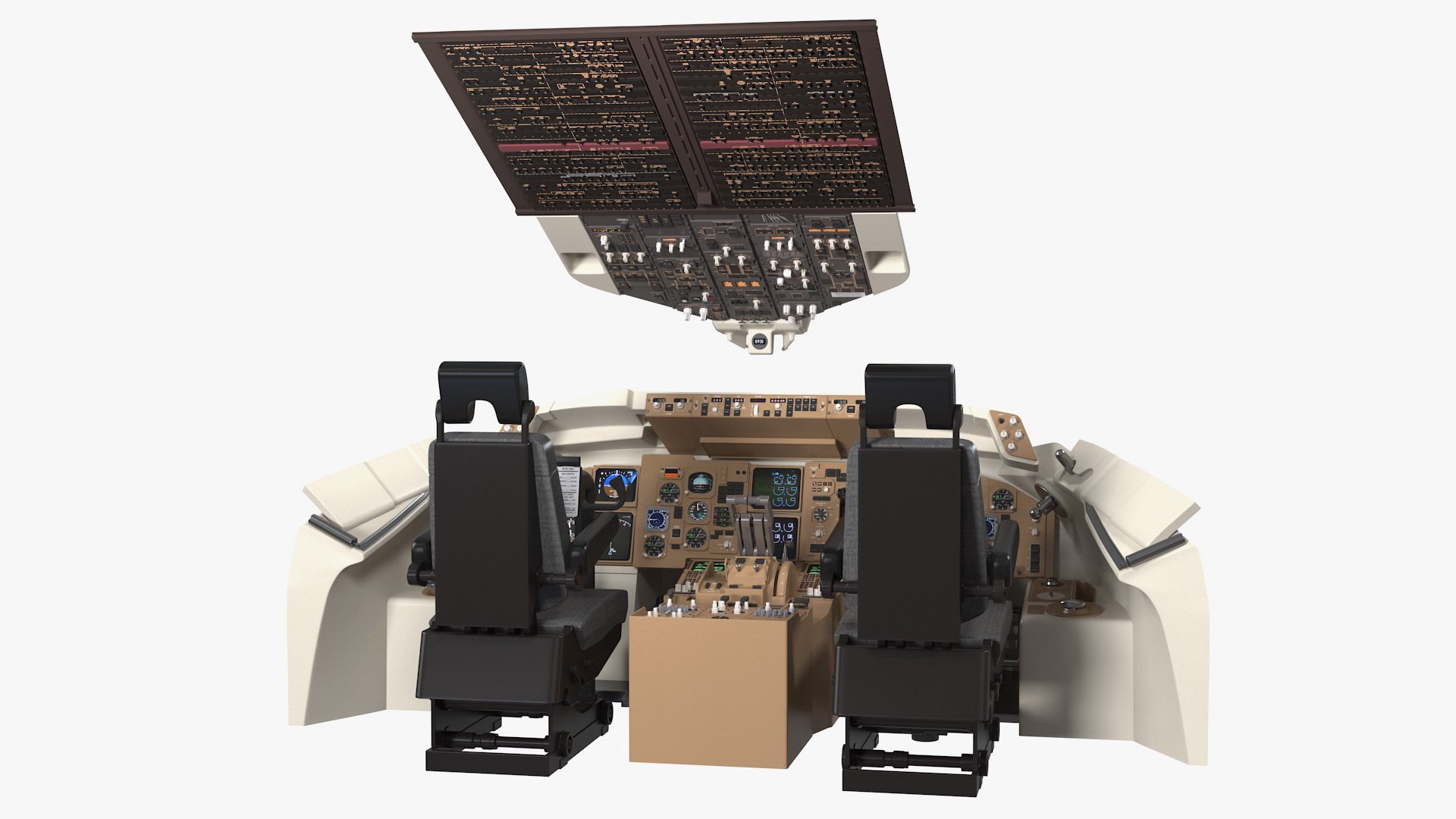 Commercial Airplane Pilot Cockpit 3D model preview
