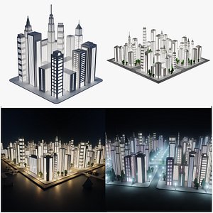 Paper Cities at Night 3D model