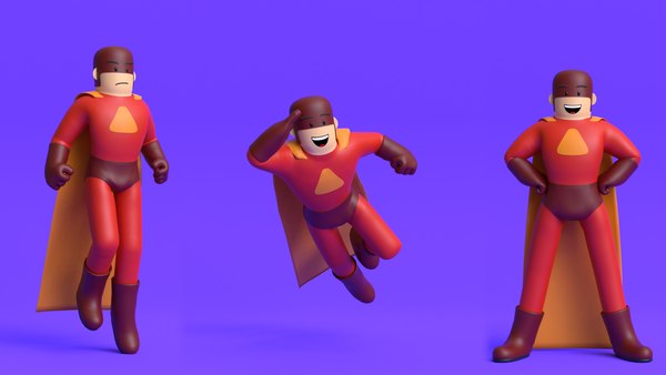 Minimal Superhero 3D Cartoon Character model